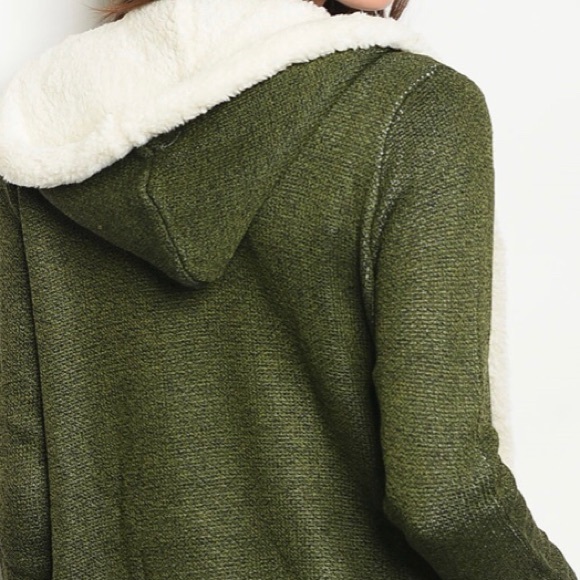 OLIVE SHERPA COAT - Picture 3 of 8